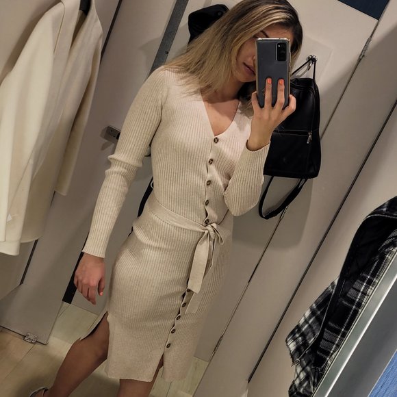 Pinkrose BUTTON UP DRESS IN OATMEAL BNWT - Picture 5 of 5